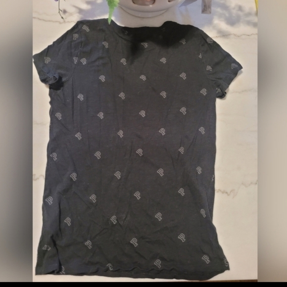 PINK Victoria's Secret Black Monogram Short Sleeve Tee Size Small - Picture 6 of 6